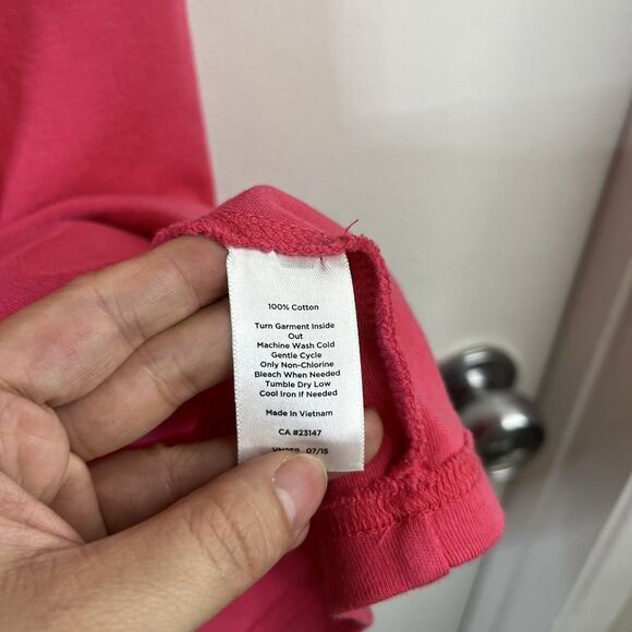 Talbots Women's Dress Size XL Short Cap Sleeve Buttons on shoulder Pink Cotton - Picture 6 of 8